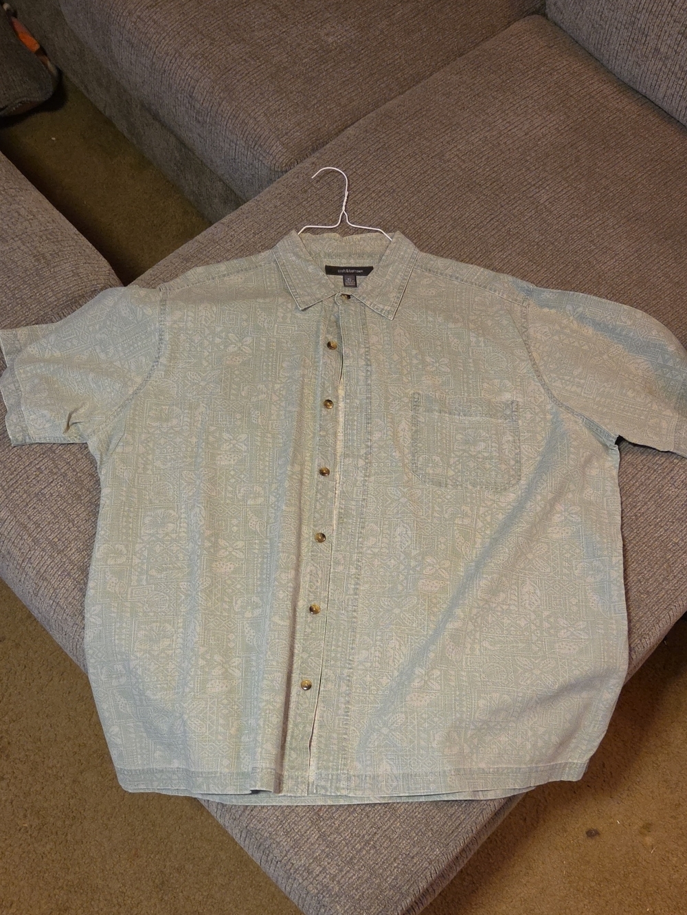 croft & barrow Light Green Short-Sleeve Casual Button-Down Shirt
